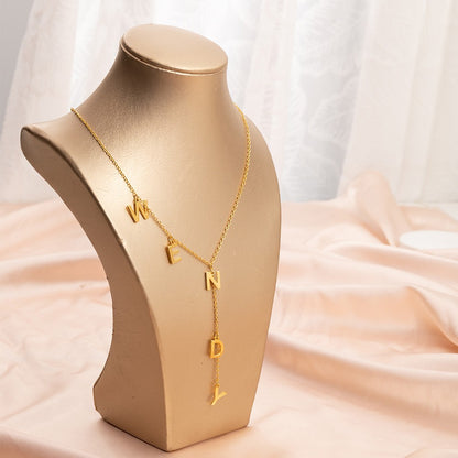 Custom Initials Lariat Name Necklace, Sterling Silver 925 Letters Y Necklace, Women's Jewelry, Birthday/Anniversary/Mother's Day Gift for Her/Mom