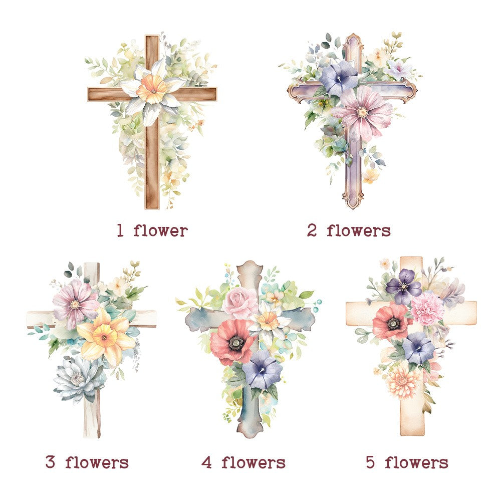 Custom Name Cross Birth Flower Makeup Box with Three-Color Adjustment LED Light Mirror, Travel Jewelry Makeup Box, Christian Gift for Her/Mom/Women