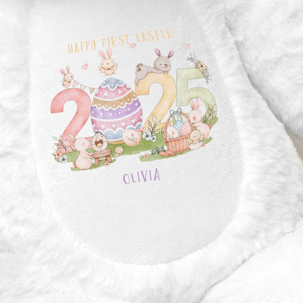 Personalized Baby's First Easter Bunny Gift, Custom Name Easter Stuffed Bunny Toy, Easter Party Decor, Baby Shower Gift, Easter Gift for Baby/Newborn