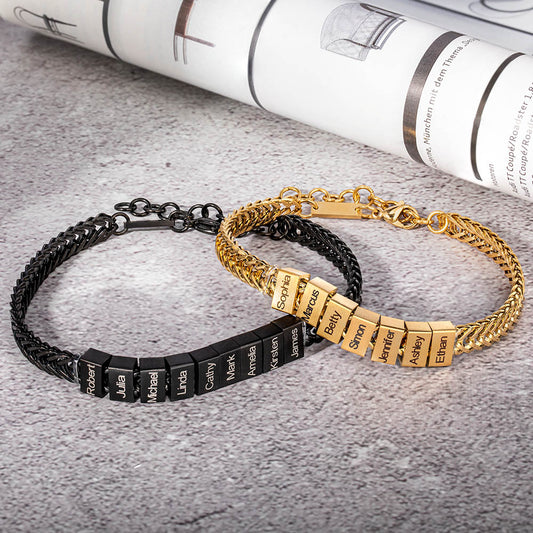 Personalized Bracelet for Dad with 1-12 Kids Names, Custom Family Name Bracelet, Men's Jewelry, Birthday/Father's Day Gift for Father/Husband/Him