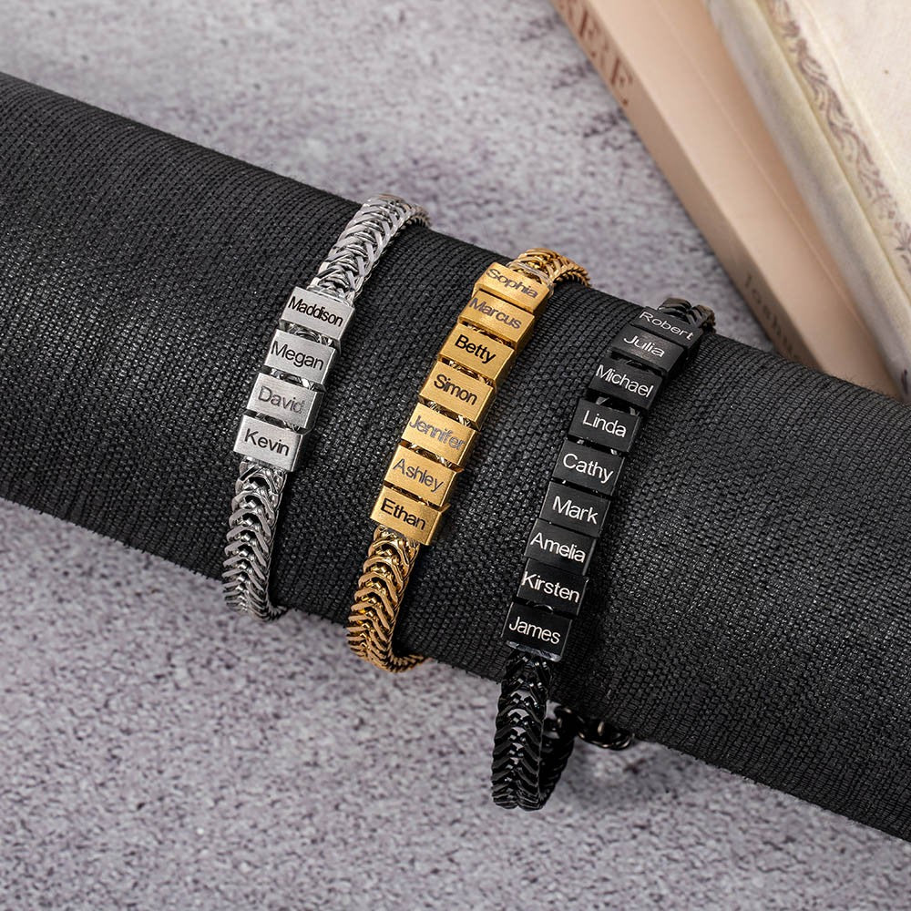 Personalized Bracelet for Dad with 1-12 Kids Names, Custom Family Name Bracelet, Men's Jewelry, Birthday/Father's Day Gift for Father/Husband/Him