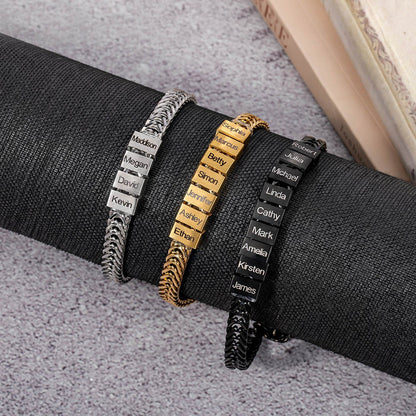 Personalized Bracelet for Dad with 1-12 Kids Names, Custom Family Name Bracelet, Men's Jewelry, Birthday/Father's Day Gift for Father/Husband/Him
