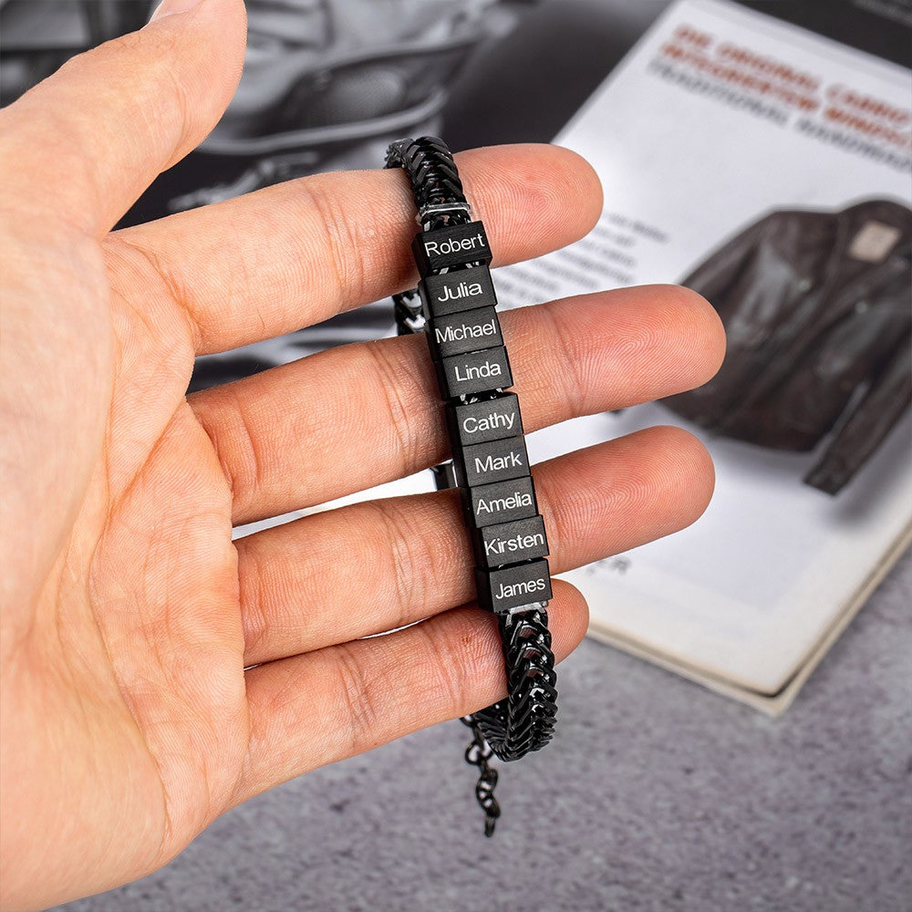 Personalized Bracelet for Dad with 1-12 Kids Names, Custom Family Name Bracelet, Men's Jewelry, Birthday/Father's Day Gift for Father/Husband/Him