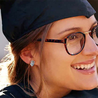 Custom Graduation Cap Stud Earrings with Birthstones, Heart Post Earrings, Class of 2025 Graduation Jewelry, Graduation Gifts for Her/Family/Friends