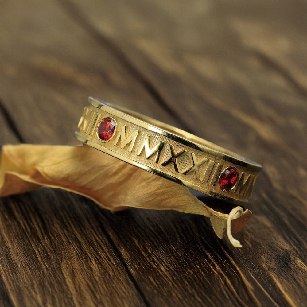 Personalized Roman Numeral Graduation Ring with Birthstone, High School University Class Ring, Class of 2025 Graduation Jewelry, Gift for Graduate/Her