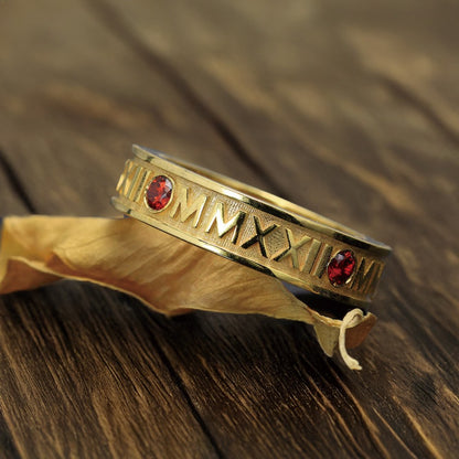 Personalized Roman Numeral Graduation Ring with Birthstone, High School University Class Ring, Class of 2025 Graduation Jewelry, Gift for Graduate/Her