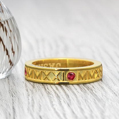 Personalized Roman Numeral Graduation Ring with Birthstone, High School University Class Ring, Class of 2025 Graduation Jewelry, Gift for Graduate/Her