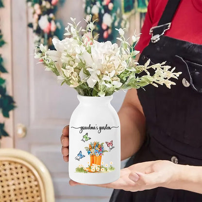 Personalized Names Butterfly Floral Boots Mug Vase, Grandma's Garden Ceramic Flower Vase, Home Decor, Birthday/Mother's Day Gift for Her/Mom/Grandma