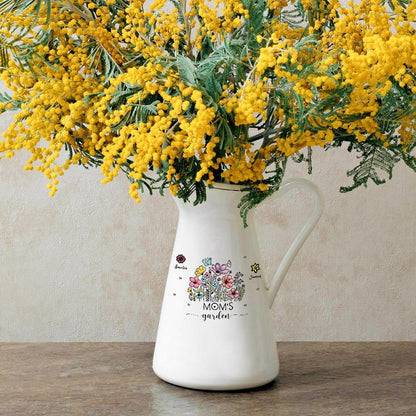 Personalized Names & Birth Flowers Mug Vase, Mom's/Grandma's Garden Ceramic Flower Vase, Home Decor, Birthday/Mother's Day Gift for Her/Mom/Grandma