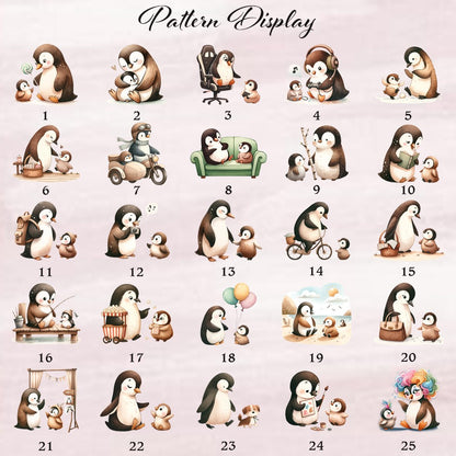 Custom Name Our First Mother's Day Parent-Child Matching Shirts, Penguin Mama & Kid Design Mom T-Shirt & Baby Bodysuit Set, Gift for Newborns/New Mom