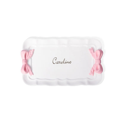 Personalized Name Coquette Bow Jewelry Dish, Ceramic Ring Dish Trinket Tray, Home Decor, Birthday/Mother's Day/Wedding Gift for Her/Mom/Bridesmaids