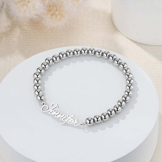 Personalized Name Beaded Bracelet/Anklet, Women's Minimalist Statement Jewelry, Birthday/Anniversary/Christmas Gift for Her/Wife/Mom/Friends