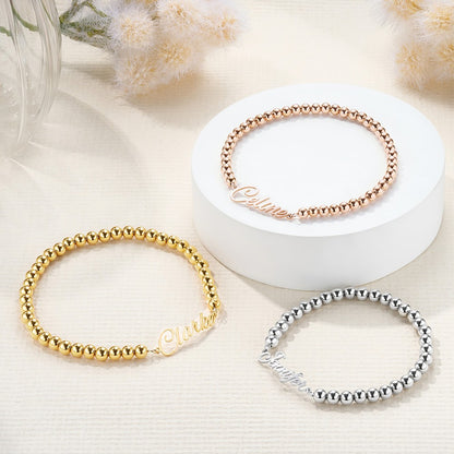 Personalized Name Beaded Bracelet/Anklet, Women's Minimalist Statement Jewelry, Birthday/Anniversary/Christmas Gift for Her/Wife/Mom/Friends