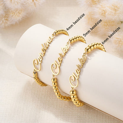 Personalized Name Beaded Bracelet/Anklet, Women's Minimalist Statement Jewelry, Birthday/Anniversary/Christmas Gift for Her/Wife/Mom/Friends