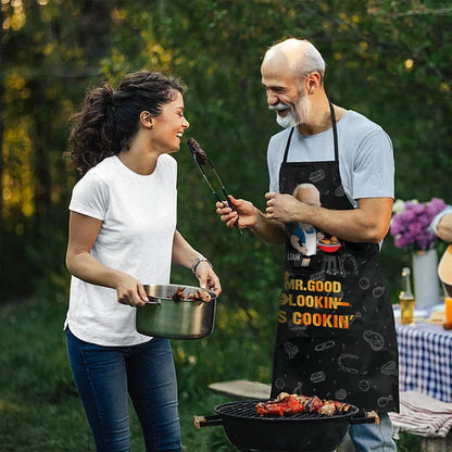 Personalized Face Photo Cartoon Design BBQ Apron, Custom Funny Men's Apron, Barbecue Party Favor, Father's Day Gift for Dad/Grandpa/Grill Lovers