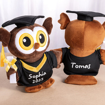 Personalized Graduation Owl Stuffed Animal, Plush Owl Doll with Bachelor Cap & Gown, Graduation Keepsake Class of 2025, Memorial Gift for Graduates