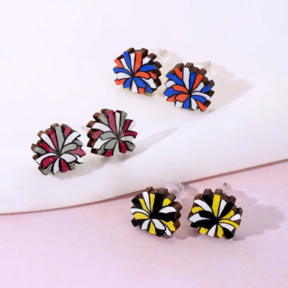 Custom Cheerleading Stud Earrings, Hand Painted Pom Pom Wooden Earrings/Ears Clip, Birthday/Appreciation Gift for Cheer Team/Coaches/Cheerleaders